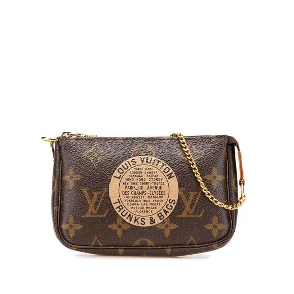 LOUIS VUITTON Brown Monogram Leather Pochette Pouch